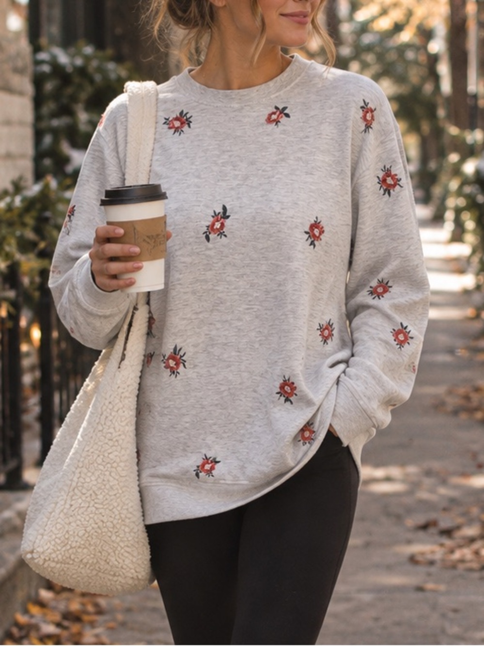 Blair Fleece Lined Crew Neck Sweater with Shoulder Pads Size M Cozy Classic